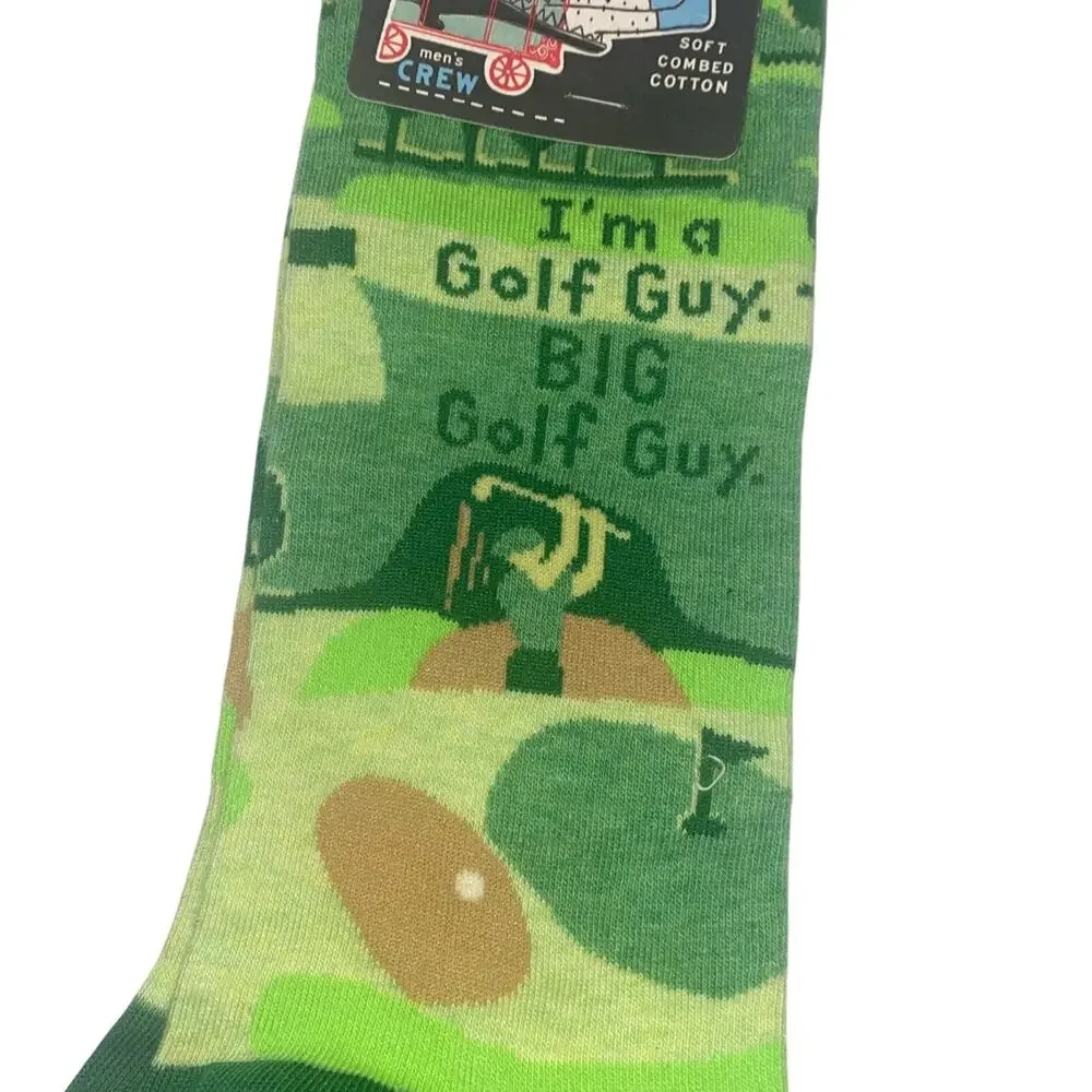 Blue Q Socks Men's Green Crew I'm A Big Golf Guy Size 7-12 New NWT